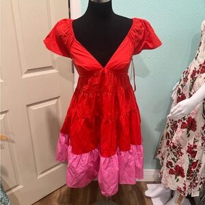 STAUD Corsica Vibrant Red Dress